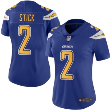 Los Angeles Chargers NFL Football Easton Stick Electric Blue Jersey Women Limited  #2 Rush Vapor Untouchable